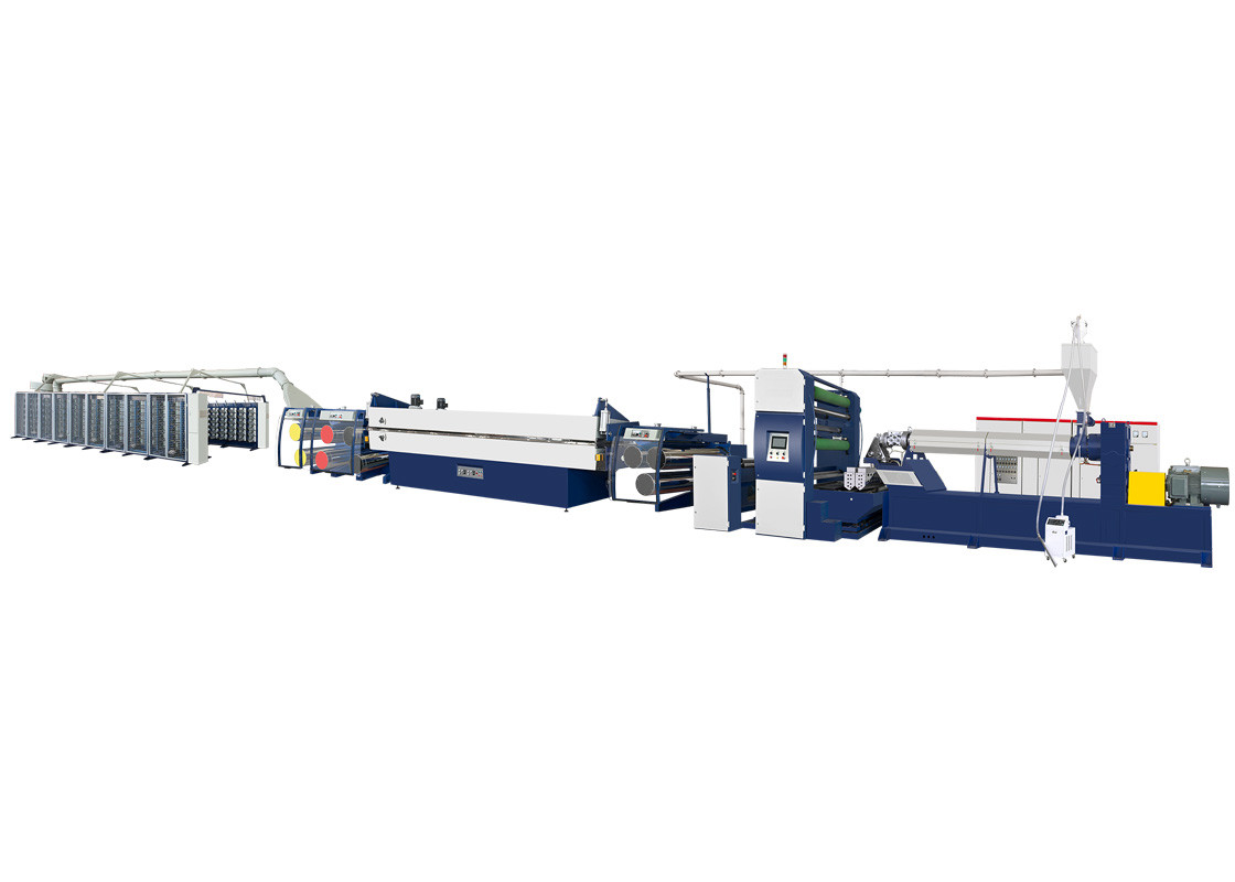PP Plastic Tape Extrusion Line HDPE Flat Film Double Die Stretching